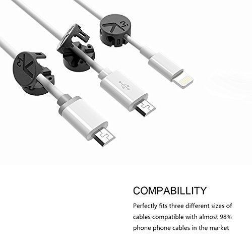 Philonext Organizador de cable multiusos Cable con cierre de clip magn  tico  gesti  n de cables para escritorio  Pack 3 hebillas para cables- para tel  fono m  vil  menos de 4 m m   en color negro
