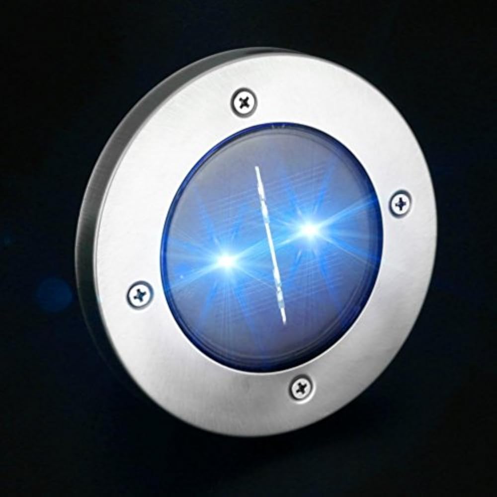 sunnymi 2LED Solar-Untergrundleuchten/Solar wasserdicht/Edelstahl und ABS/Langlebig und stilvoll/Im Freien Pfad Licht Punkt Lampe Garten Garten Rasen Landschaft (Blau)