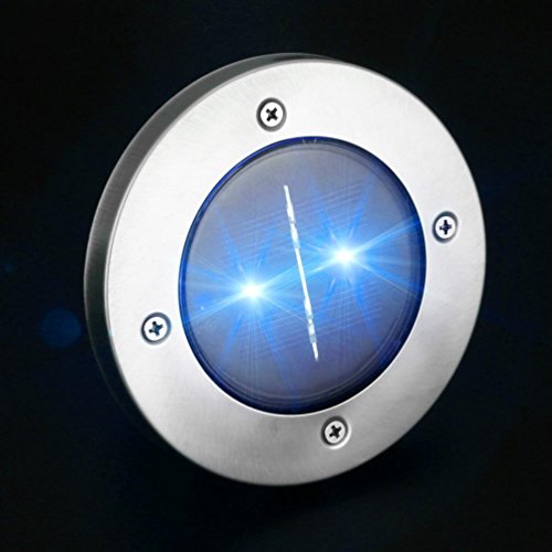 sunnymi 2LED Solar-Untergrundleuchten/Solar wasserdicht/Edelstahl und ABS/Langlebig und stilvoll/Im Freien Pfad Licht Punkt Lampe Garten Garten Rasen Landschaft (Blau)