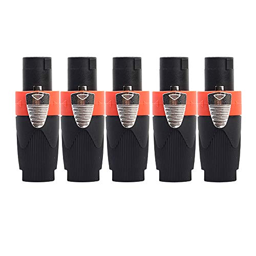 Speakon Cable Head Amplifier Connector, Audio Speaker Plug Twist Lock 4 Pole Speaker Plug Compatible con Neutrik Speakon NL4FC, NL4FX, NLT4X, NL2FC Orange 5pack