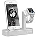 Produktbild iVAPO Ladestation für iPhone und Apple Watch Series 3/ Apple Watch Series 3 with Cellular/ Apple Watch Series 2/ Apple Watch Series 1/ Apple Watch Nike + und iPhone 8, iPhone 8 plus, iPhone X, iPhone 6 Plus, iPhone 6, iPhone 7 Plus, iPhone 7, iPhone SE, iPhone 5 (ohne Kabel)(Silber)