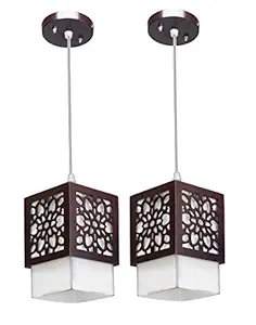 NEW RAIPURIA LIGHT Fumed Glass 5W LED Hanging Light (White, Brown) Set of 2