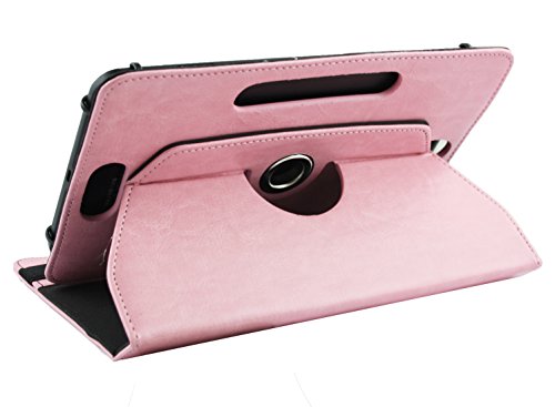 Emartbuy® ALLDAYMALL A88X 7 Zoll Quad Core Tablet PC Universal ( 7 – 8 Zoll ) Baby Rosa Prämie PU Leder 360 Grad rotierende Stand Folio Geldbörse Tasche Hülle + Rosa Eingabestift - 7