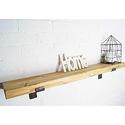 BMF DIRECT Étagère Murale Rustique Industrielle avec Fixations et 2 Supports en métal Inclus, Chêne Tudor, 80cm (0.8m) ~ 31.5"