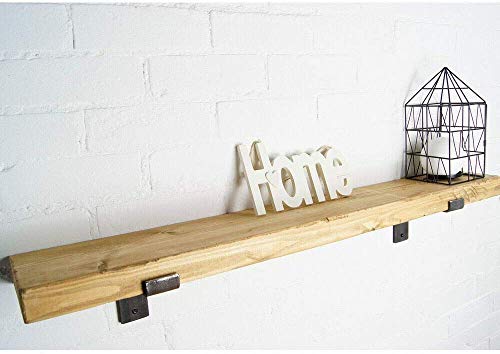 BMF DIRECT Étagère Murale Rustique Industrielle avec Fixations et 2 Supports en métal Inclus, Chêne Tudor, 80cm (0.8m) ~ 31.5"