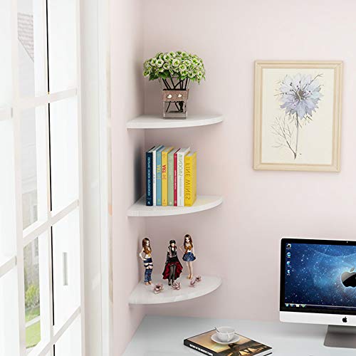 Baffect Etagère Murale d'angle, 19 cm, Ensemble de 3 étagères flottantes en Bois pour la Maison, Plateau d'angle, étagère Flottante Murale, étagère de sécurité, Support de bibliothèque (S)
