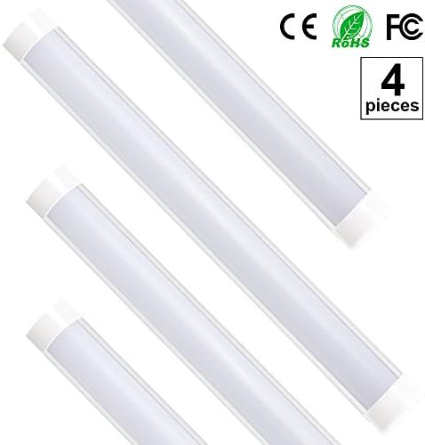 4Pack 3ft/90cm Led Tubes,Led Batten Light Dustproof LED Integrated Tube Lights Fixture with Brackets Milky Cover 30W Daylight 6500K T10