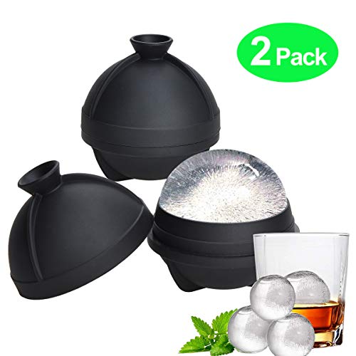 Lychee Stampi per Cubetti di Ghiaccio in Silicone con Coperchio Rimovibile, Nero, 2, 2 unità