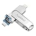 Produktbild USB Flash-Laufwerk 32 GB iPhone Memory Stick, Auanoz Thumb Drive USB 3.0 Blitz Memory Stick iPhone iPad Android Computer (Silber-32gb-Pro)