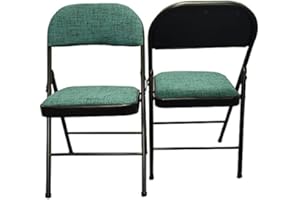 META FURNITURE Meta Steel Frame with Fabric Seat Padded Office Work Study Part Dining Folding Chair (2, Green)