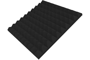 LENACUSTICA Pannello Acustico Fonoassorbente Piramidale, per Trattamento acustico, 50x50x5 cm Non sottovuoto (Nero) densità 30