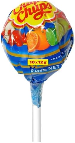 Chupa Chups Mega Gigante, Lollipop, Gusti Assortiti Fragola, Arancia, Mela, Ciliegia, Anguria, Limone, Confezione da 1 con 10 Lollipop, Lecca Lecca Monoporzioni, Ottimo come Idea Regalo