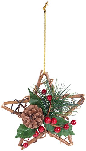 Britesta Weihnachtsdeko Rattan: Handgefertigter Rattan-Dekostern mit echten Tannenzapfen, Ø 15 cm (Handgefertigte Weihnachtsdekos)