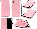 Produktbild Jepson Sony Xperia M4 Aqua (5,0 Zoll) Hülle, Leadertasche Premium Lederhülle Flip Case im Bookstyle Folio Cover Kartenfächer Magnetverschluss und Standfunktion Leder Schale Etui für Handytasche Schutzhülle Prägung Schmetterling Muster.