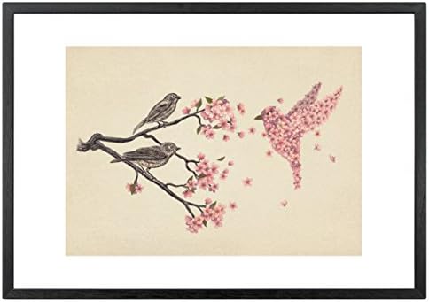 Monde Mosaic Blossom Bird Framed Print by Terry Fan, Wood, Multi-Colour, 59 x 42 x 2 cm