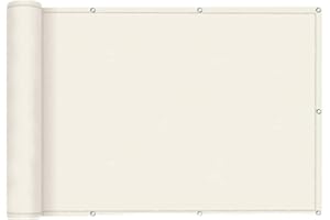 SUNNY GUARD Pantalla para Balcón 75x600cm Jardín Protección de Privacidad PES Protección UV, Resistente al Viento, con Ataduras de Cables,Crema