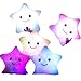 Bright Light up Colorful Glowing LED Luminous Star Plush Pillows Cushions Toys Kid's Cosy Soft Relax Gifts (White)
