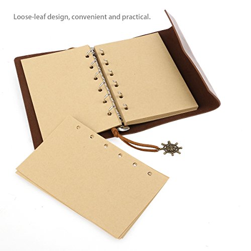 VORCOOL Jahrgang Traveller PU Cover Ringbucheinlagen String Notebook Notepad Travel Journal Tagebuch Reisetagebuch (braun) - 4