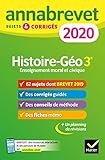 Annales du brevet Annabrevet 2020 Histoire Géographie EMC 3e: 65 sujets corrigés