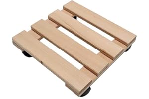 GÉNÉRIQUE Unbekannt Quatre roulettes pour plantes en bois massif en bois de hêtre solide - Carré - 30 cm x 30 cm - Charge maximale : 120 kg