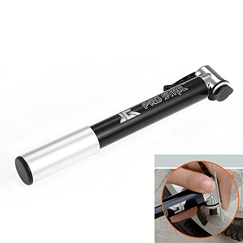 Mini Fahrradpumpe, TOMOUNT Rahmenpumpen Portabel Minipumpe Ballpumpe Luftpumpe Handpump tragbar für Rad und Ball(schwarz&silber) - 6