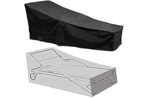The Fellie Housses de chaise longue imperméable et coupe-vent, housses pour chaises longues en rotin, meubles de jardin, anti-UV, 210 x 75 x 80-40 cm (Noir-210D)