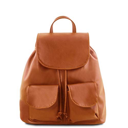 Preisvergleich Produktbild Tuscany Leather Seoul Praktischer Rucksack aus Leder Klein Cognac
