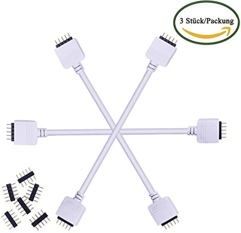 Hooyas Tark 5x SMD5050/3528 RGBW (5Pin) LED Strip 30 cm Extension Cable Connector with 5pin Plug RGBW Led Tape Light 5 Pin layout Distributor Cable Connector Solderless (Pack of 5)