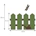Classic picket fence border with snail and dragonfly by Stickerscape - Available in a choice of colour options - Removable - Wall decal - Wall graphic - Wall art (Woodland green / Rich coffee)