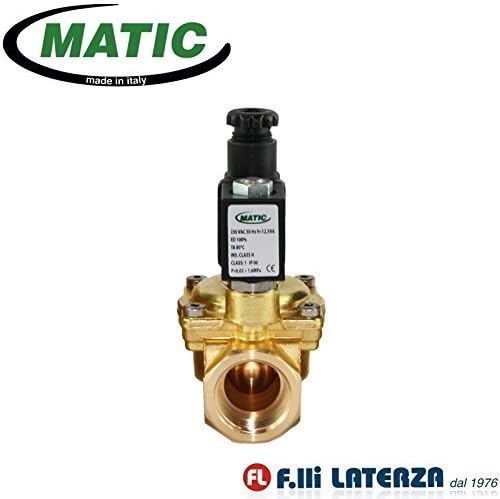 'Matic Solenoid Valve 2 Way Normally Open 3/4 for the Water Complete Coil and Connector 220 Volt