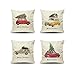 Produktbild BYM 4er Set Kissenbezug Weihnachten Deko Hirsch Dekorative Kissenhüllen mit Reißverschluss Kopfkissen-Bezug Sofakissen aus Leinen 45 * 45cm (Auto-2)