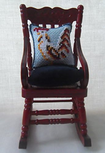 1/12th Scale Dolls House Rocking Chair: Seat Pad & Cushion,Chicken Design Hand Embroidered