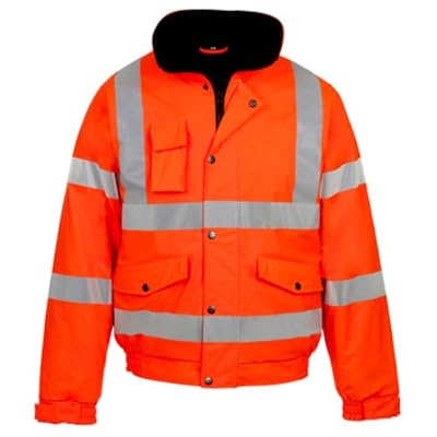 Myshoestore My store scarpe da uomo ad alta visibilità ad alta visibilità BOMBER giacca da lavoro da uomo WEAR giaccia imbottita impermeabile con cappuccio giacche - Orange - Taille S
