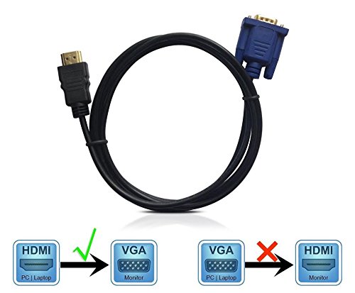 HDMI zu VGA Kabel HDMI Male zu VGA Male D-SUB 15 Pin M/M vergoldet Übertragung für PC Laptop NoteBook Monitore laptop Schwarz 1 Meter MMOBIEL - 5
