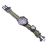 Outdoor Survival Uhren Militär Herrenuhren Arabische Ziffern Dekorative Sub-Dials Kompass Paracord Seil Armband Handgewebt Armbanduhren für Herren, Army Grün
