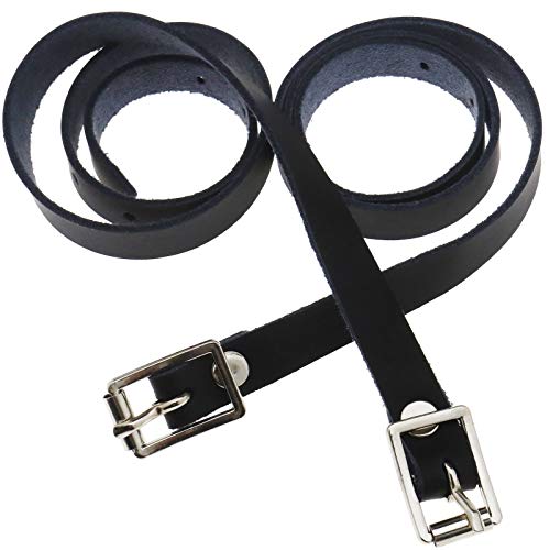OTOTEC 1 Paire Sangles d'éperons en Cuir Shires avec Bretelles à Boucle Eperons équitation Chasse Noire