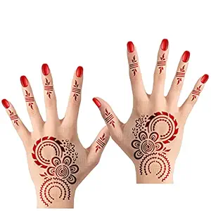 Apcute Mehndi Stencil Design Set of - 2 Piece | Henna Tattoo stencil for Women, Girls and kids Easy to use in just 4 steps New Design Collection | Design No - APCUTE-H140