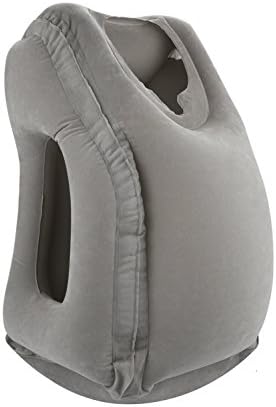 IDEAW Inflatable Travel Pillow, Ergonomic and Portable Head Neck Rest Pillow,Patented Design for Airplanes, Cars, Buses, Trains, Office Napping, Camping (Grey)
