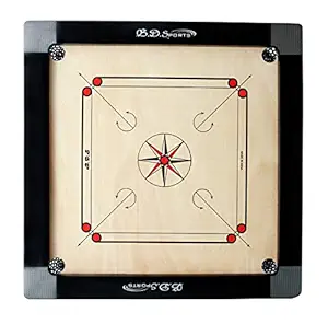 ZS Enterprises Standard Large Size Tournament Imported Wooden Round Pocket Carrom Board 35 inches with Coinset, Striker and Powder