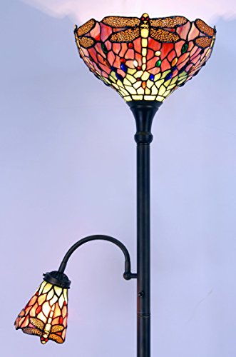 Tiffany Style Floor Uplighter with Reading lamp