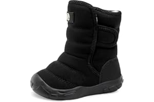 JIASUQI Toddler Snow Boots Boy Girl Wide Winter Boots with Faux fur Lined Warm Winter Shoes for Indoor Outdoor