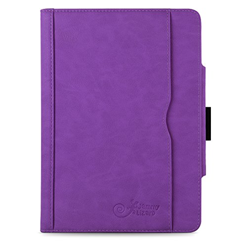 iPad Air, Air 2 & iPad 9.7″ 2017 Hülle – JAMMYLIZARD Ledertasche Smart Cover mit Standfuktion für iPad Air (5. & 6. Generation) & iPad 9.7″ 2017, VIOLETT & HONIG, [MIT STIFT-HALTER] - 2