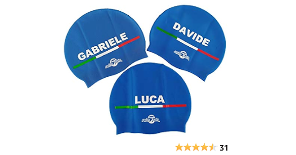 SWIMXWIN Cuffia in Silicone con Nome Personalizzato| Nomi Maschili | Scegli  La Cuffia da Nuoto con Il Tuo Nome | Grande Comfort e aderenza | Design e  Stile Italiano | Nome: Marco :