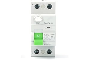 BUMDENUU AC 2P 6KA RCCB RCD 230V Disyuntor de Corriente Residual Disyuntor Diferencial Interruptor de Seguridad TORD4-63, 2P 16A 10MA