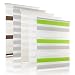 Produktbild 75 x 150 cm Grün-Grau-Weiß Doppelrollo Klemmfix Rollo ohne Bohren Fenster Wandmontage 75 CM Breit