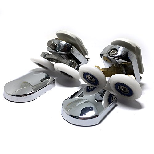 Replacement Shower Door Fixing Wheels in Chrome 2x Top 2x Bottom