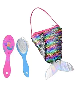 GoMerryKids Hologram Hand Hair Brush Detangler Kids Girls Comb Detangling Hairbrush Mermaid Style( 1pcs Random Colour )