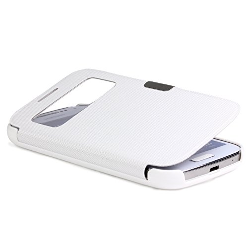 Urcover® View Case Handy Schutz-Hülle | Samsung Galaxy S4 Mini | Hart Kunststoff Weiss | Elegant Wallet Cover Sicht-Fenster | leichte Schale dünne Tasche - 4