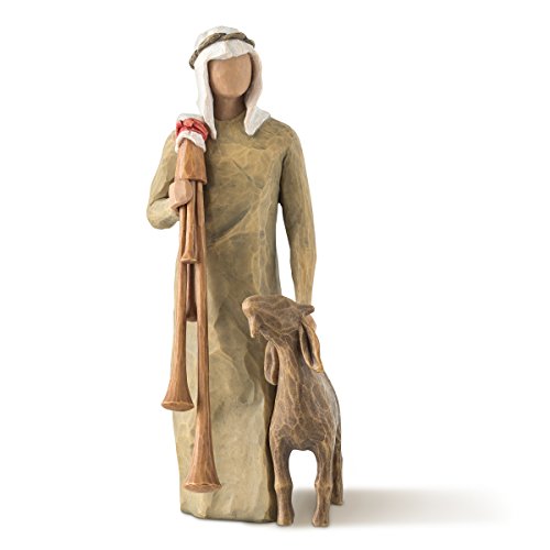 Willow Tree Zampognaro - Hirte mit Sackpfeife und Ziege als Ergänzung zur Willow Tree Nativity Krippe