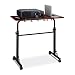 Produktbild Relaxdays Laptoptisch groß XXL höhenverstellbar, HxBxT: 110 x 100 x 50 cm, Holz, Mobiles Rednerpult, Bremsbare Rollen, Notebook, Beamer, Laptops, 2 Ablagen, Mahagoni braun